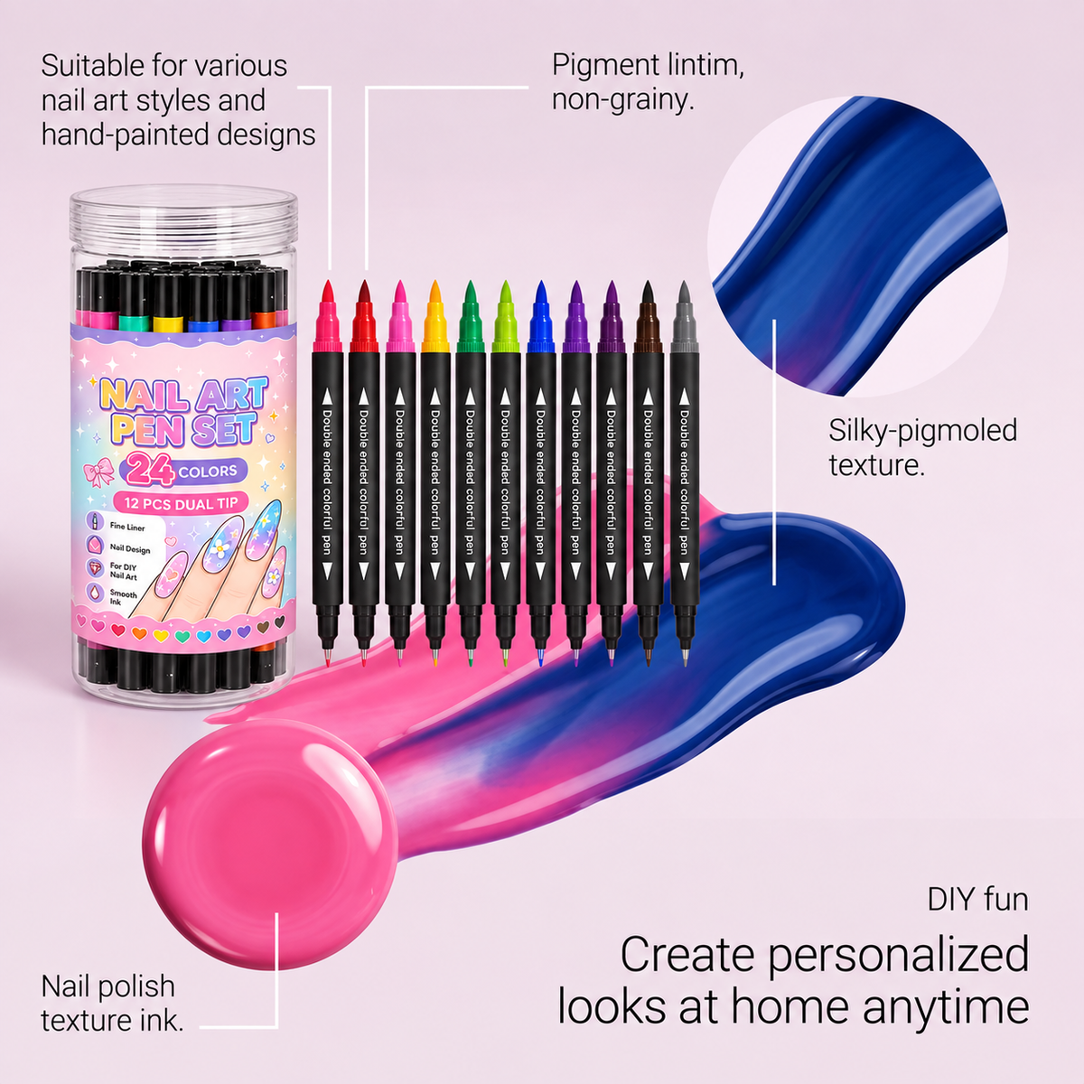 🌸💧Last Day Buy 2 Get 1 Free🌈24 Colors Dual Ended Nail Art Pens Set