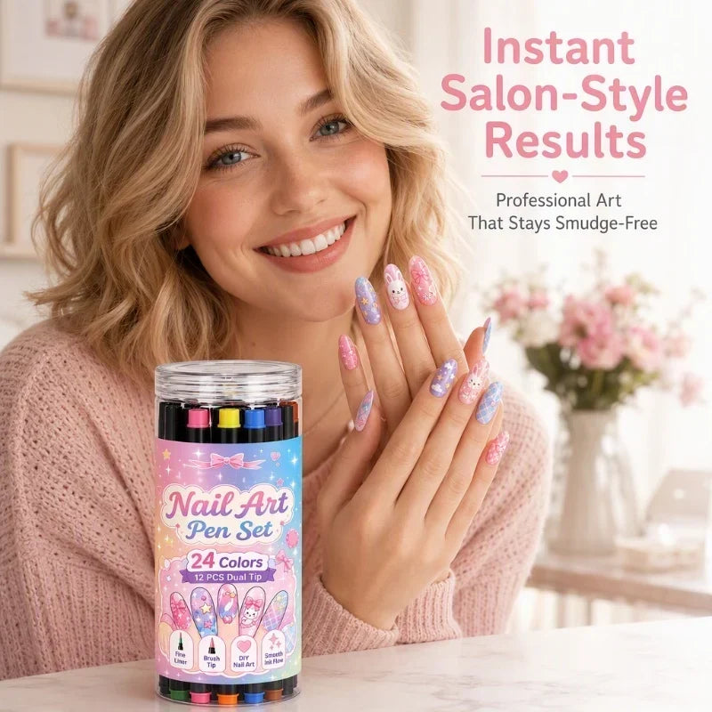 🌸💧Last Day Buy 2 Get 1 Free🌈24 Colors Dual Ended Nail Art Pens Set